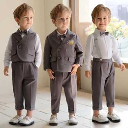 Suits Baby Boys 1 Year Luxurious Birthday Dress Children Formal Wedding Performance Tuxedo Costume Kids Beaufitul Photograph Suit Y240516