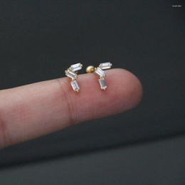Stud Earrings Cute Simple Geometric Zircon Ear Cartilage Cuff Earring Women Fashion Gold Color Steel Bar Ball Piercing Jewelry