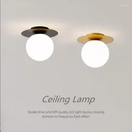 Ceiling Lights Nordic LED Light Simple Bedroom Bedside Corridor Industrial Lighting Glass Ball Lamp Gold Black Iron G9 Lamps