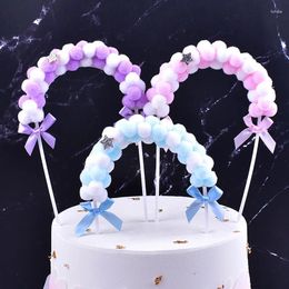 Party Supplies 1Pcs Pink Blue Soft Pompom Cloud Cake Topper Birthday DIY Desserts Top Flags Decoration Festival Celebrate