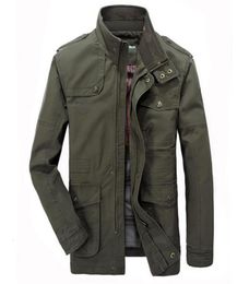 Jacket Men Causal Cotton Windbreaker Long Jackets Mens Military Outwear Flight Jacket Plus size 7XL Men039s Trench Pocket Coats1312248