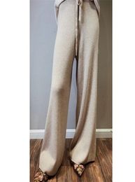 High waist cashmere wide leg pants women039s trousers casual loose wild wool pants autumn and winter knitted wool pants wear 207146752