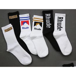 Men'S Socks Rhude Men Calcetines Women Designer Luxury High Quality Pure Cotton Comfort Brand Ative Deodorization Absorb Sweat Let In Dhkqb