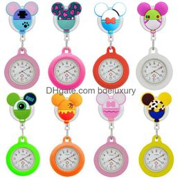 Womens Watches Cute Cartoon Models Nurse Doctor Retractable Sile Badge Reel Pocket Hang Clock For Hospital Medical Women Mens Drop Del Ot3Gx