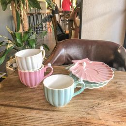 Mugs Porcelain Cup And Saucer Ceramics Pink Cute Creative Simple Tea Sets Modern Design Coffee Milk Juice Water Cups Cafe