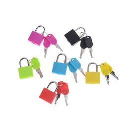 Small Mini Strong Steel Padlock Travel Suitcase Diary Lock With 2 Keys Plastic Case Drawer Luggage Locks Decoration 6 Colour 240507