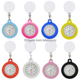 Pocket Watches Plane White Portable Simple Retractable Badge Reel Gift For Hospital Medical Nurse Doctor Brooch Clip Watch Clock Drop Otd0A