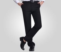WholeSummer Twill Cotton Flat Office Work Wear Gentleman Black Men Suit Pants Mens Cargo Business Trousers Men39s Wedding 2303681