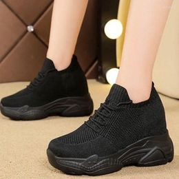 Casual Shoes Platform Sneakers Women Breathable Mesh Wedge Lace-Up Sock Shoe Woman Zapatos Mujer Autumn Vulcanised Women's