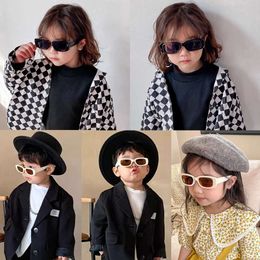 Children Vintage Frosted Small Rectangle Sunglasses for Boys Girls Cute UV400 Protection Outdoor Sweet Kids Baby Square Shades