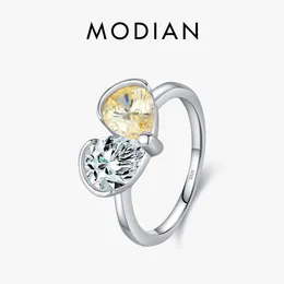 Cluster Rings MODIAN 925 Sterling Silver Exquisite Heart Ring Pear Cut Water Drop CZ For Women Wedding Fine Jewelry Accessories