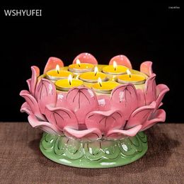 Candle Holders Buddhism Ceramics Holder Ornaments Buddha Hall Seven Stars Candlestick Decoration Offer Table Tools Accessories