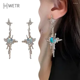 Hoop Earrings 1Pair Fashion Trend Cross Moonstone Dangle For Women Girls Irregular Drops Jewellery Accessories Gifts
