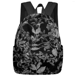 Backpack Flower Black And White Gradient Student School Bags Laptop Custom For Men Women Female Travel Mochila