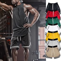 Mens Fitness Joggers Casual Breathable Short Sports Basketball Shorts Mesh Quick Dry Gym for Male Pants Summer 240508