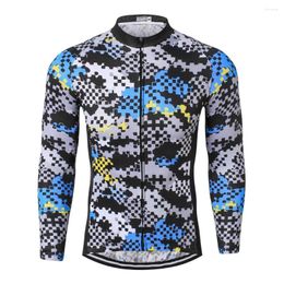 Racing Jackets Weimostar Camouflage Blue Cycling Jersey Long Sleeve Sports Clothing Men Cycle Bicycle Clothes Rear Pockets Shirt