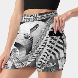 Skirts Escher Staircases Korean Fashion Skirt Summer For Women Light Proof Trouser Optical Illusion Staircase
