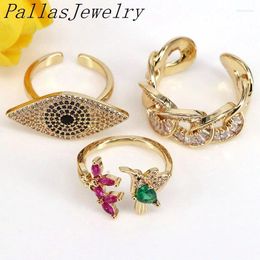 Cluster Rings 5Pcs Trendy Simple Design Eye Crystal Zirconia Open Ring Women Men Party Jewelry Gift