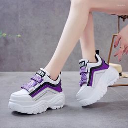 Fitness Shoes Thick Bottom Chunky Sneakers Women White Black Patchwork High Heel Platform Woman Casual Autumn Winter Wedges Footwear