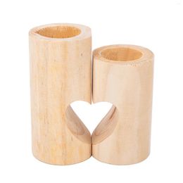 Candle Holders 2pcs Home Decor Romantic Heart Shape Party Dining Table Restaurant Gift Wooden Tea Light Holder Candlestick Family Living