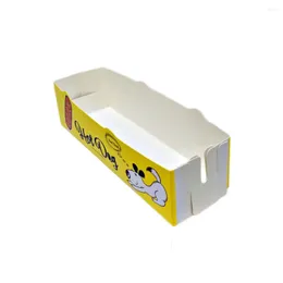 Disposable Dinnerware Dish Paper Serving Tray 50pcs Holders Bags Snack Open Box For Fries Chicken Sandwich Takeout 16x5x4cm