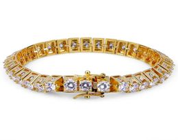 18K Gold and White Gold Plated Hiphop CZ Zirconia Designer Tennis Bracelet Princess Diamond Wrist Chains for Men Hip Hop Rapper Je1530644