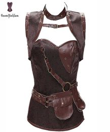 Vintage Corset Women Steampunk Corsets Steel Boned Bustier Punk Plus Size 6XL Korset Cover Neck Zipper Overbust Gothic Corselet1268405