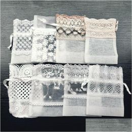 Gift Wrap 24Pcs 10X14Cm White Star Organza Bags Wave Lace Jewellery Dstring Bag Wedding Candy Packaging Christmas Drop Delivery Dhrqz