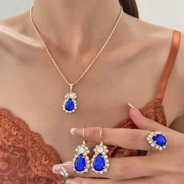 Wedding Jewellery Sets Blue Circle Necklace Earring Set Bridal Pendant Earrings Womens African