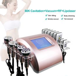 Cavitation fat removal radio frequency facial machine vaccum 80k body shape laser lipo weight loss spa equipment 6 in 1