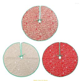 Carpets 90cm Round Christmas Tree Skirt Letters Star Snowflake Printed Bottom Circle Apron Xmas Holiday Party Home Decoration