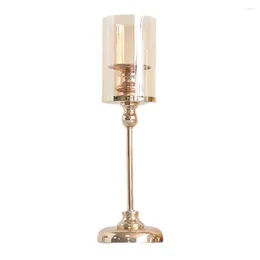 Candle Holders Stylish Gold Finish Glass Cover Dreamy Table Centrepiece Romantic Atmosphere For Christmas And Thanksgiving