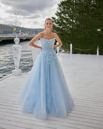 Tulle Maxi Prom Dresses 2024 Strapless 3D Flowers A-Line Evening Party Gowns Long Formal Event Dresses