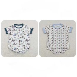 Rompers Wholesale of short sleeved jumpsuits for young children infants and boys. Newborn summer duck bubble one piece childrens clothing d240517