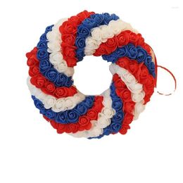Decorative Flowers Idyllic July 4th Wreath Patriotic Americana Boxwood Handcrafted Memorial Day Festival Valentine Ribbon For Wreaths