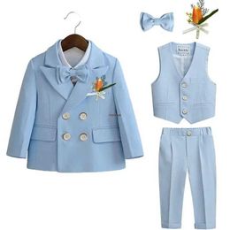 Suits Little boy photography set childrens wedding dress childrens stage performance jacket set baby birthday formal ceremony clothing Y240516