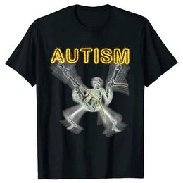 Men's T-Shirts Retro Autism Skeleton Funny Men Women T-Shirt Neurodivergent Autism Awareness Support Graphic Tee Halloween Gifts Men Clothes J240515