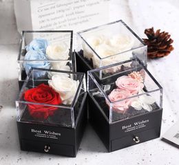 Preserved In Glass Dome Eternal Rose Decoration Red Ecuador Gift Box Can Put Ring Valentines Day Gift Birthday Gifts for Women1985685