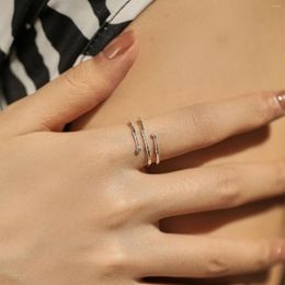 Cluster Rings MODIAN 925 Sterling Silver Simple Lines Twining Adjustable Size Finger Ring Trendy Stackable Charm Jewelry For Women Gifts