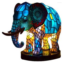 Table Lamps Animal Lamp Dyed Resin Elephant Desktop Night Light 3D Stained Easy To Use