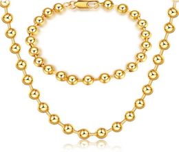 Mark 18K gold platings circular bead Necklace Bracelet man woman 6MM Buddhism bead Gold bracelet necklace wedding Jewellery Set5372612