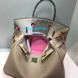 Bk Genuine Leather Handbag Lychee Pattern Top Layer Cow Leather Bag Simple New Color Matching Womens Handbag Fashionable Leather Womens Shou have logo OHQK
