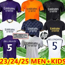 S-4xl 23 24 25 Maglie da calcio Bellingham Real Madrids 2024 2025 Vini Jr Mbappe Camavinga Rodrygo Rudiger Modric Kroos Tchouameni Valverde Men Kids Shirt Uniforms 888