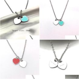 Pendant Necklaces Luxury Heart Necklace Woman Stainless Steel Blue Pink Green Jewellery Valentine Day Christmas Gifts For Girlfriend Who Dhr0T