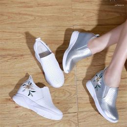 Casual Shoes NAYIDUYUN Women Fashion Leather Sneakers Sport Sandals Wedge High Heel Round Toe Breathable Oxfords