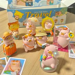 Blind box Lulu Pig Canned Pig Travel Series Blind Box Anime Figures Doll Surprise Guess Bag Kawaii Cartoon Collectible Model Kid Toy Gift Y240517