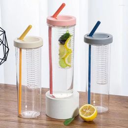 Water Bottles Plastic Bottle Portable With Straws Fruit Infuser Tea Juice Cup Fitness Sport Outdoor Travel Kettle Transparent