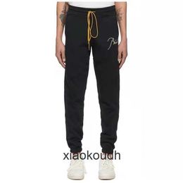 Rhude High end designer trousers for new embroidery drawstring pants high street casual fashion versatile pants lovers sweatpants men With 1:1 original labels