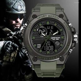 Wristwatches SANDA Top Luxury Watches Men Military Army Mens Watch Waterproof Sport Wristwatch Dual Display Male Relogio Masculino