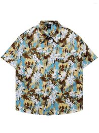 Men's Casual Shirts Large Size Aesthetic Floral Retro Painting Summer Tops Clothes Dark Gothic Green Hawaiian And Blouses For Men Women